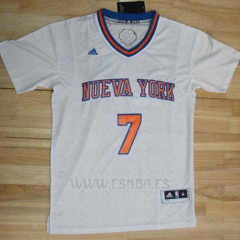Camiseta Noches Enebea New York Knicks Carmelo Anthony #7 Blanco